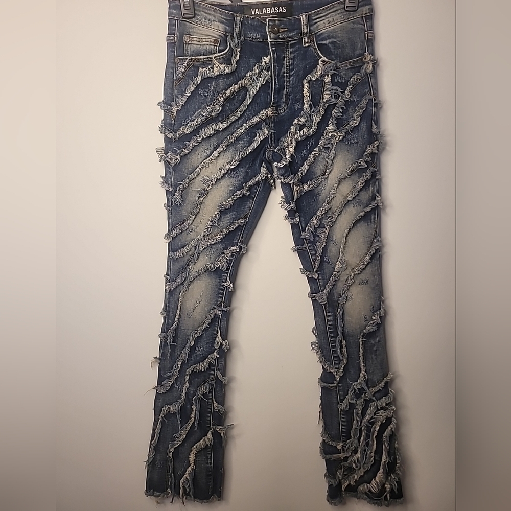 Valabasas Distressed Flared Blue Jeans Size 11